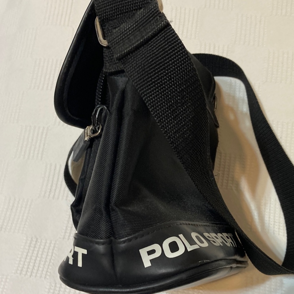 VINTAGE POLO SPORT RALPH LAUREN BLACK NYLON CROSS BODY BLACK BAG - Picture 9 of 16